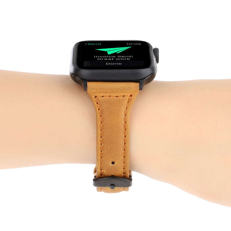 For Apple Watch Series 7 41mm / 6 & SE & 5 & 4 40mm / 3 & 2 & 1 38mm Crazy Horse Texture Genuine ...
