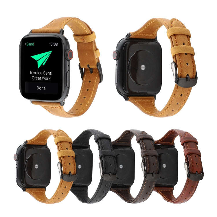 For Apple Watch Series 7 41mm / 6 & SE & 5 & 4 40mm / 3 & 2 & 1 38mm Crazy Horse Texture Genuine ...