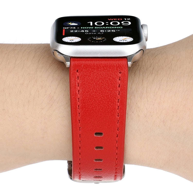 For Apple Watch Series 7 41mm / 6 & SE & 5 & 4 40mm / 3 & 2 & 1 38mm Modern Style Buckle Genuine ...