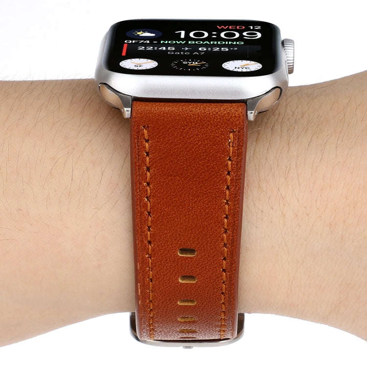 For Apple Watch Series 7 45mm / 6 & SE & 5 & 4 44mm / 3 & 2 & 1 42mm Modern Style Buckle Genuine ...