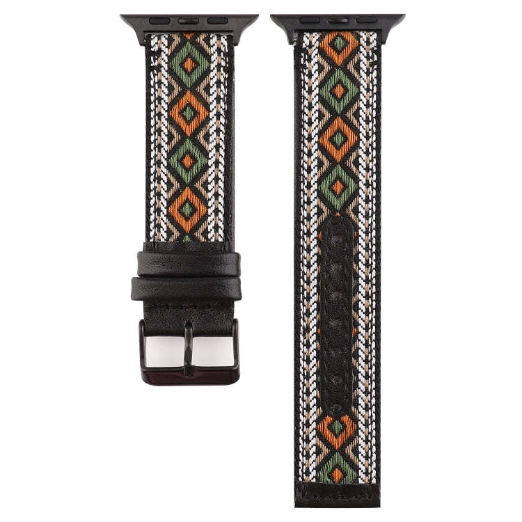 For Apple Watch Series 7 41mm / 6 & SE & 5 & 4 40mm / 3 & 2 & 1 38mm Ethnic Style Genuine Leather...