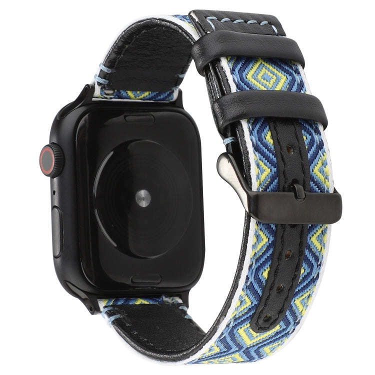 For Apple Watch Series 7 41mm / 6 & SE & 5 & 4 40mm / 3 & 2 & 1 38mm Ethnic Style Genuine Leather...