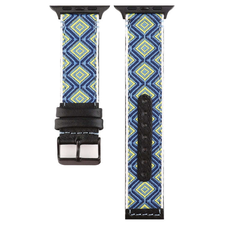 For Apple Watch Series 7 41mm / 6 & SE & 5 & 4 40mm / 3 & 2 & 1 38mm Ethnic Style Genuine Leather...