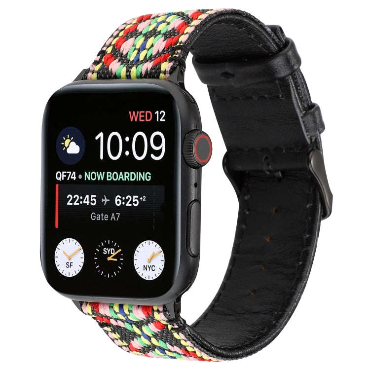 For Apple Watch Series 7 41mm / 6 & SE & 5 & 4 40mm / 3 & 2 & 1 38mm Ethnic Style Genuine Leather...