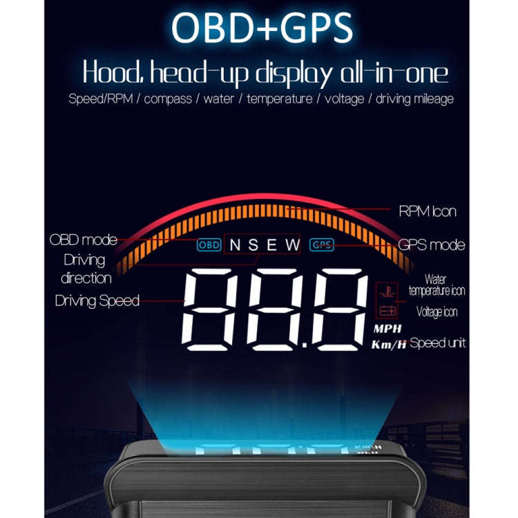 M11 Car OBD2 + GPS Mode Head-up Display HUD Overspeed / Speed / Water Temperature Alarm