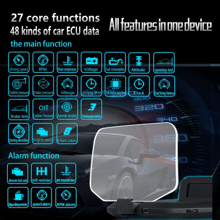 C1 OBD2 + GPS Mode Car HUD Head-up Display Compass / Speed / Water Temperature / Voltage Display ...
