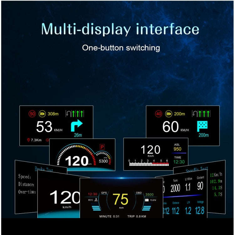 C1 OBD2 + GPS Mode Car HUD Head-up Display Compass / Speed / Water Temperature / Voltage Display ...