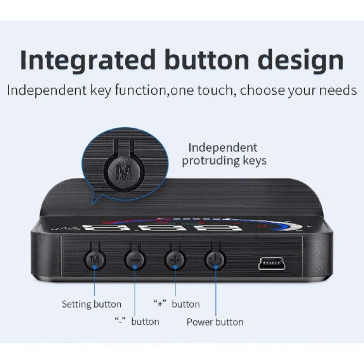 M13 Plus OBD2 + GPS Mode Car Head-up Display HUD Overspeed / Speed / Water Temperature Alarm / El...