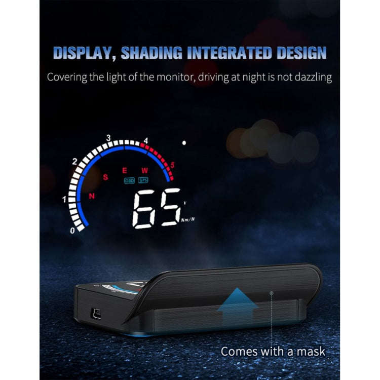 M13 Plus OBD2 + GPS Mode Car Head-up Display HUD Overspeed / Speed / Water Temperature Alarm / El...