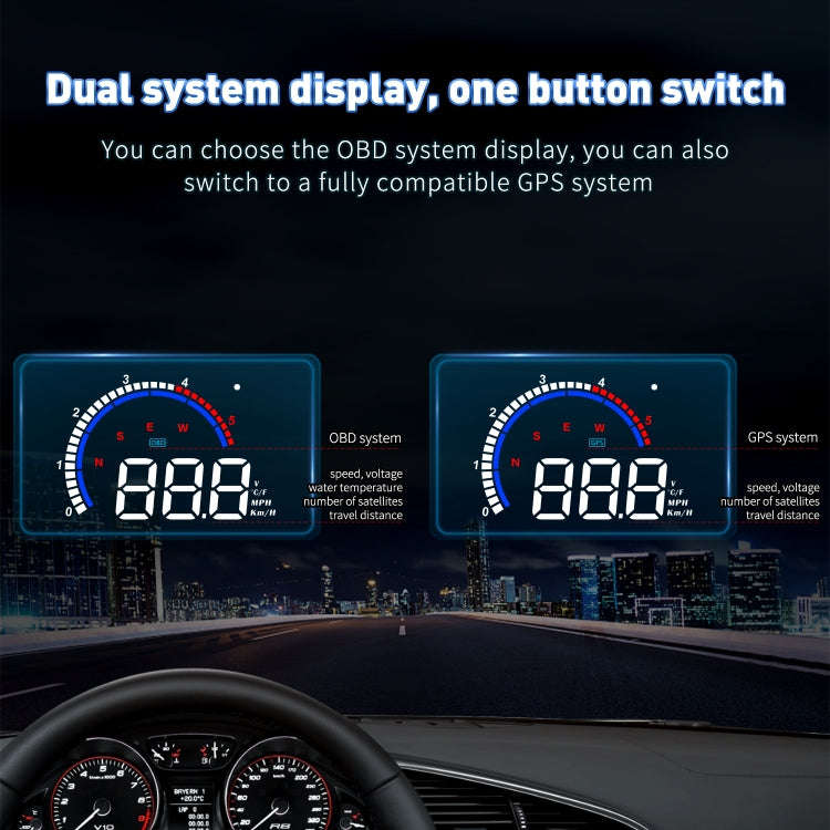 M13 Plus OBD2 + GPS Mode Car Head-up Display HUD Overspeed / Speed / Water Temperature Alarm / El...