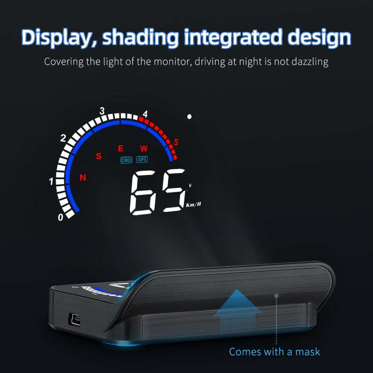 M13 Plus OBD2 + GPS Mode Car Head-up Display HUD Overspeed / Speed / Water Temperature Alarm / El...