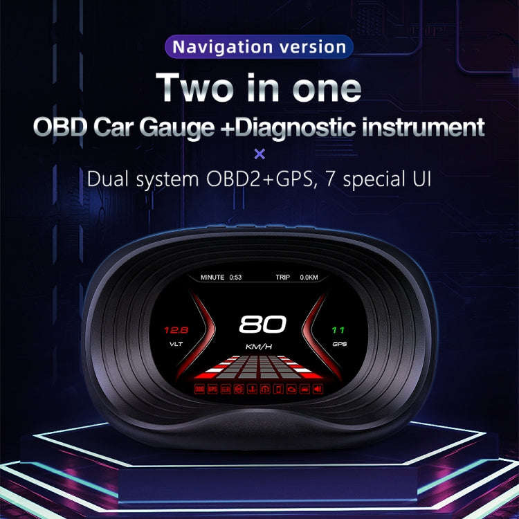 P20 OBD2 + GPS Mode Car Head-up Display HUD Overspeed / Speed / Water Temperature / Engine Failur...