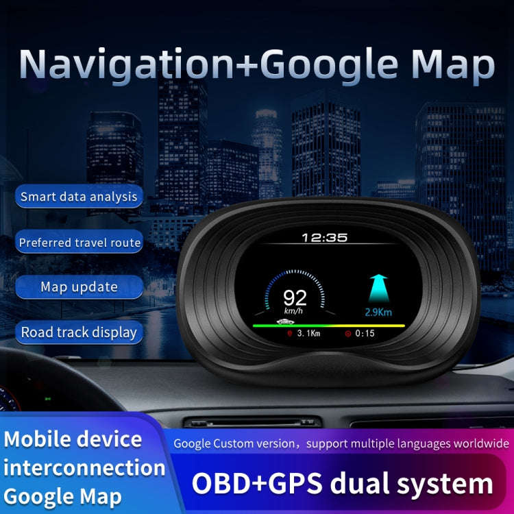 P20 OBD2 + GPS Mode Car Head-up Display HUD Overspeed / Speed / Water Temperature / Engine Failur...
