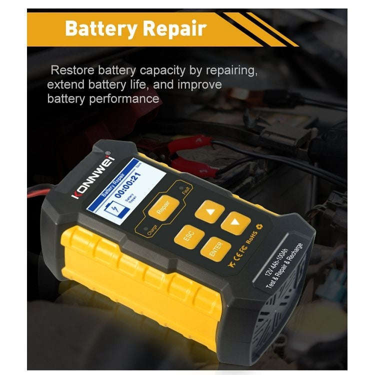 KONNWEI KW510 3 in 1 Car Battery Tester / Charger / Repairer, Support 8 Languages (EU Plug)