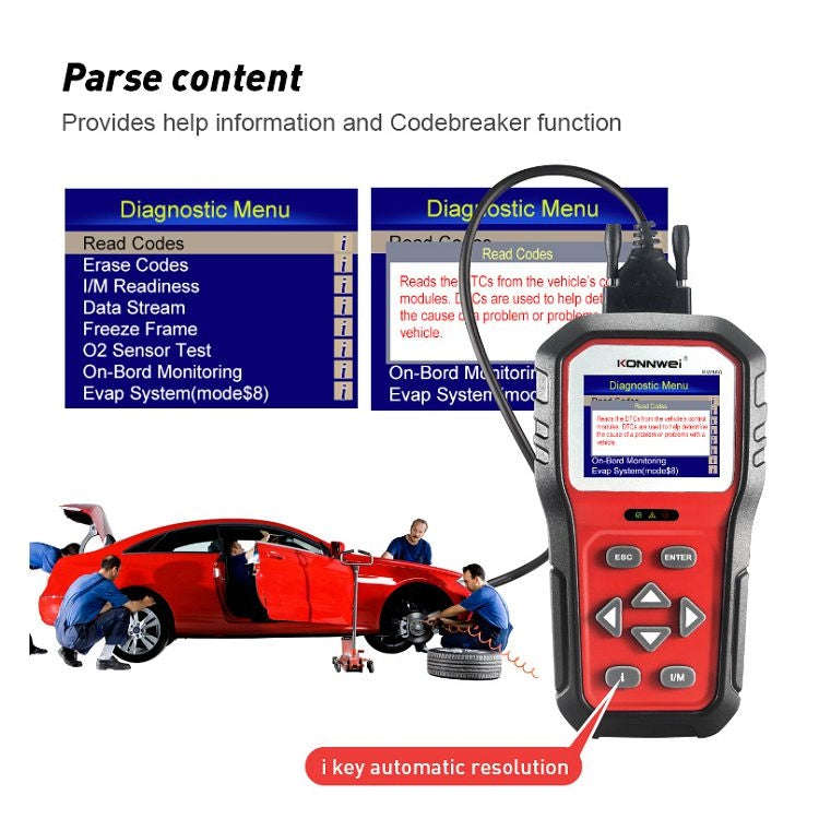 KONNWEI KW860 Car 2.8 inch TFT Color Screen Battery Tester Support 8 Languages / I Key Analysis F...