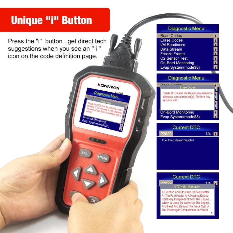 KONNWEI KW860 Car 2.8 inch TFT Color Screen Battery Tester Support 8 Languages / I Key Analysis F...