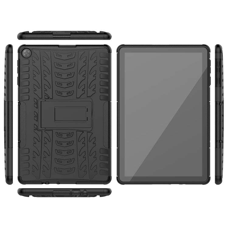 For Huawei MatePad T10/T10S/Enjoy 2 Tire Texture Shockproof TPU+PC Protective Case with Holder(Bl...