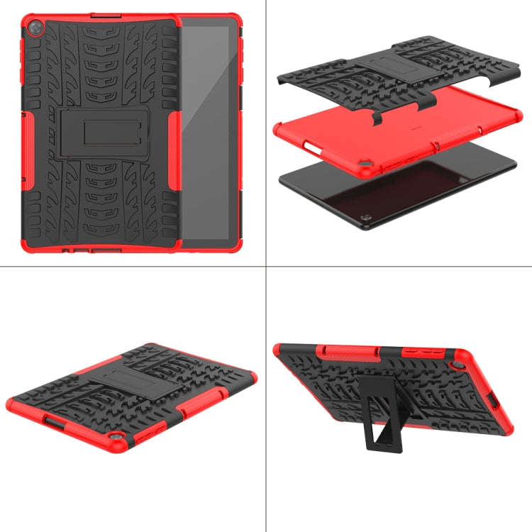 For Huawei MatePad T10/T10S/Enjoy 2 Tire Texture Shockproof TPU+PC Protective Case with Holder(Bl...
