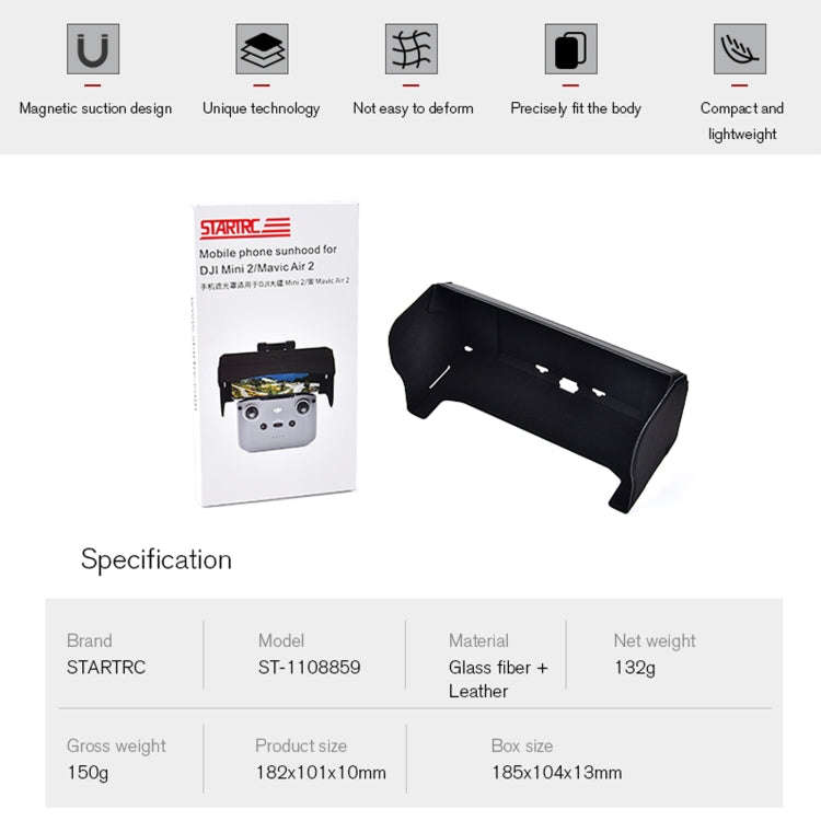 STARTRC 1108859 Dedicated Foldable Remote Control Magnetic Sunshade Anti-reflective Plate for DJI...