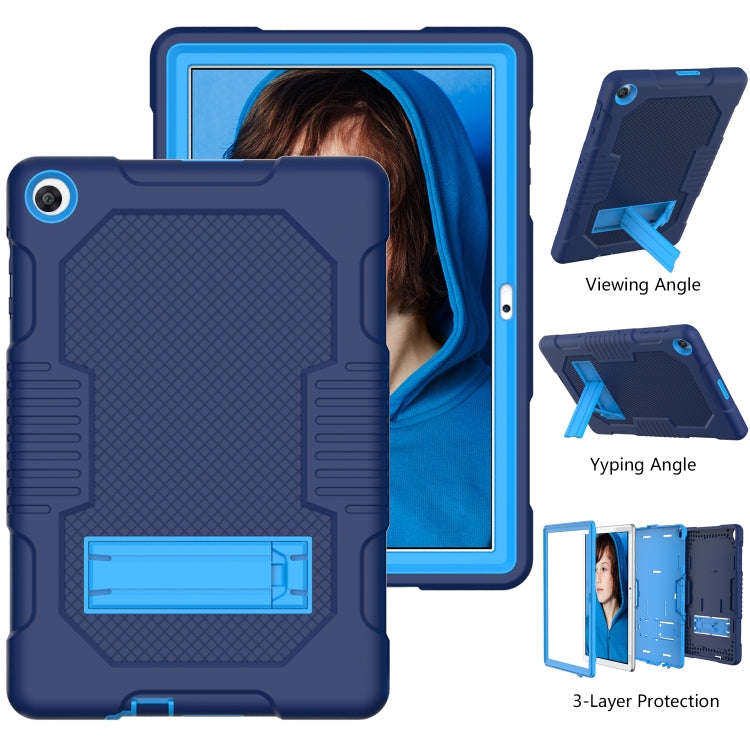 For Huawei MatePad T10 Contrast Color Robot Shockproof Silicone + PC Protective Case with Holder(...