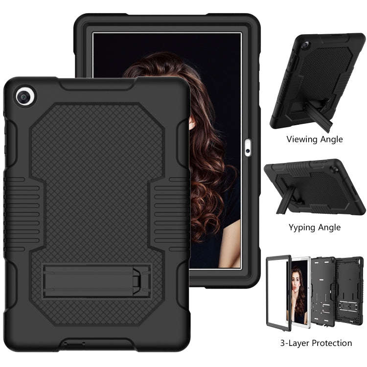 For Huawei MatePad T10 Contrast Color Robot Shockproof Silicone + PC Protective Case with Holder(...