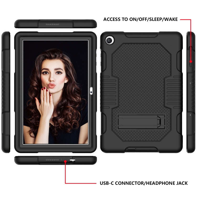 For Huawei MatePad T10 Contrast Color Robot Shockproof Silicone + PC Protective Case with Holder(...
