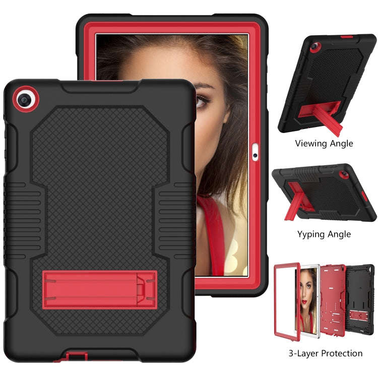 For Huawei MatePad T10 Contrast Color Robot Shockproof Silicone + PC Protective Case with Holder(...