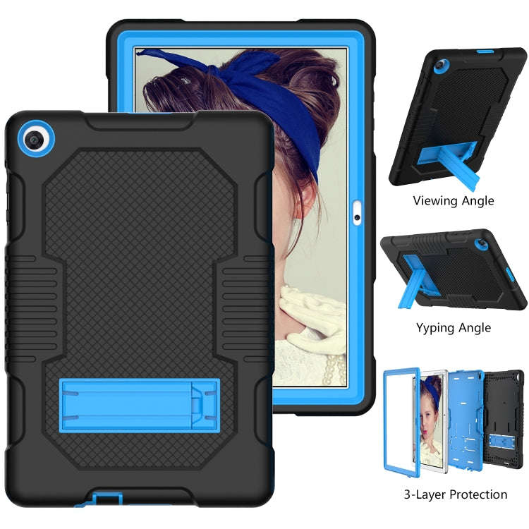 For Huawei MatePad T10 Contrast Color Robot Shockproof Silicone + PC Protective Case with Holder(...