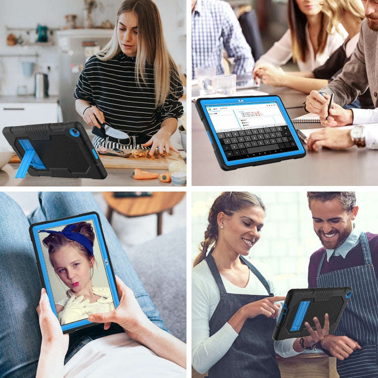 For Huawei MatePad T10 Contrast Color Robot Shockproof Silicone + PC Protective Case with Holder(...