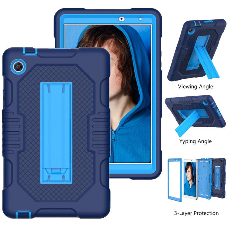 For Huawei MatePad T8 8.0(2020) Contrast Color Robot Shockproof Silicone + PC Protective Case wit...