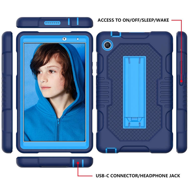 For Huawei MatePad T8 8.0(2020) Contrast Color Robot Shockproof Silicone + PC Protective Case wit...