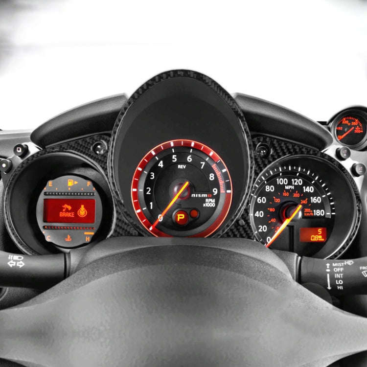 Car Carbon Fiber Dashboard Panel Decorative Sticker for Nissan 370Z Z34 2009-, Left and Right Dri...