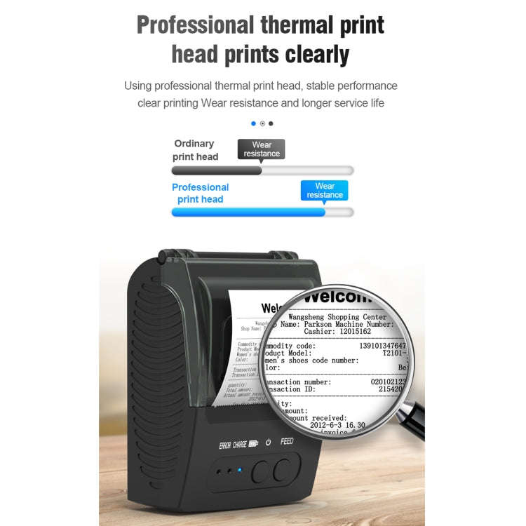 5811DD 58mm Bluetooth 4.0 Portable Thermal Bluetooth Receipt Printer, US Plug