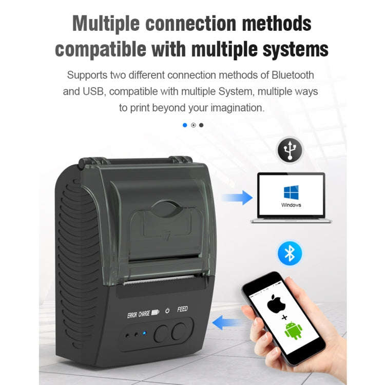 5811DD 58mm Bluetooth 4.0 Portable Thermal Bluetooth Receipt Printer, US Plug
