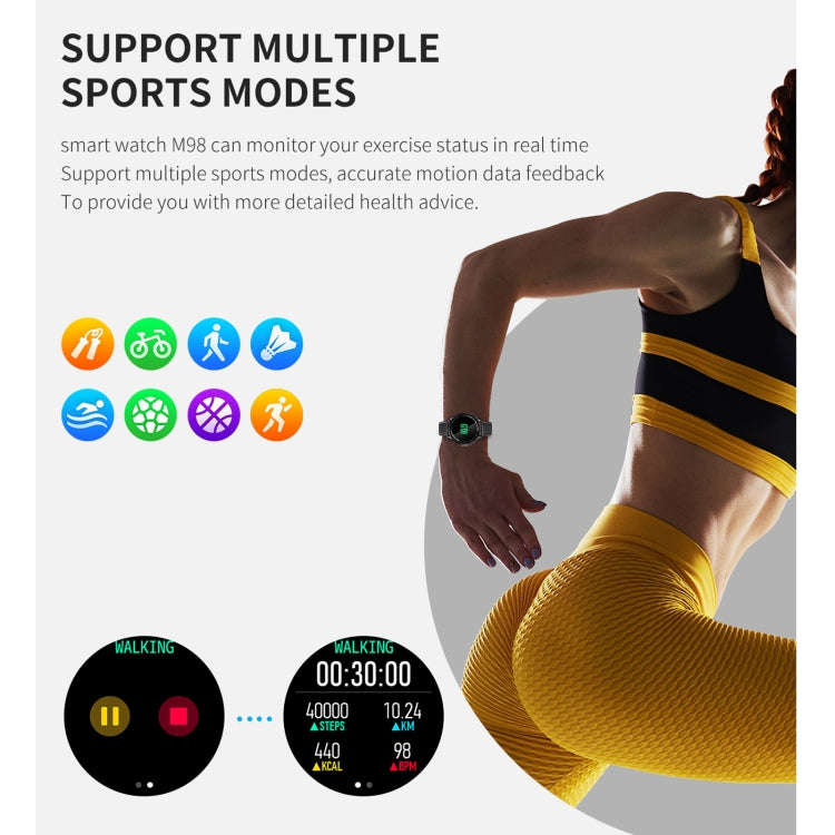 M98 1.28 inch IPS Color Screen IP67 Waterproof Smart Watch, Support Sleep Monitor / Heart Rate Mo...