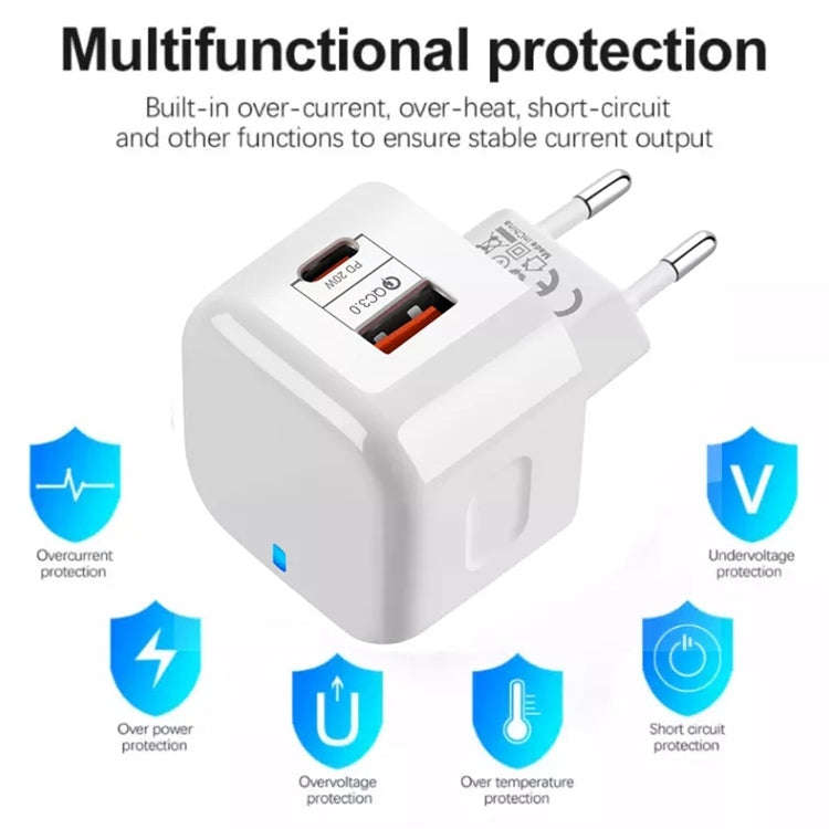 YSY-6087 20W PD + QC 3.0 Dual Ports Travel Charger Power Adapter, US Plug