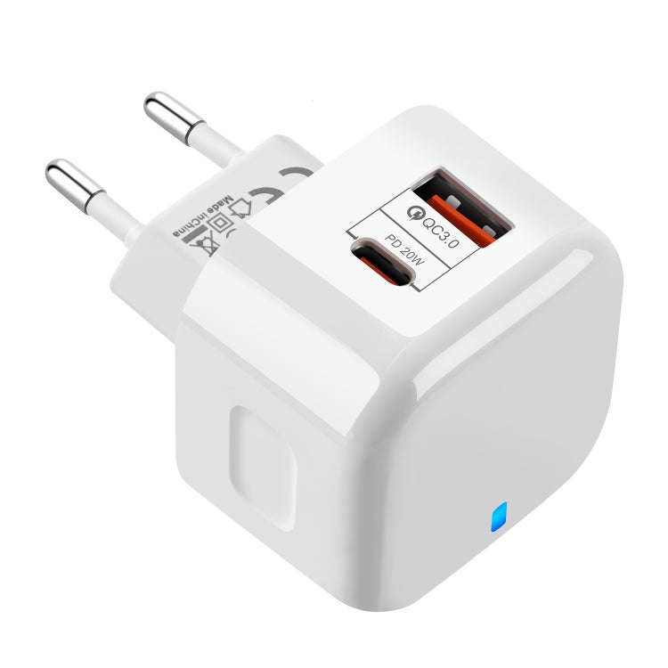 YSY-6087 20W PD + QC 3.0 Dual Ports Travel Charger Power Adapter, EU Plug