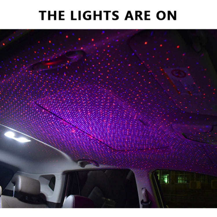 Car Two-color USB Star Dome Light Atmosphere Laser Projection Decorative Light, Constantly Bright...