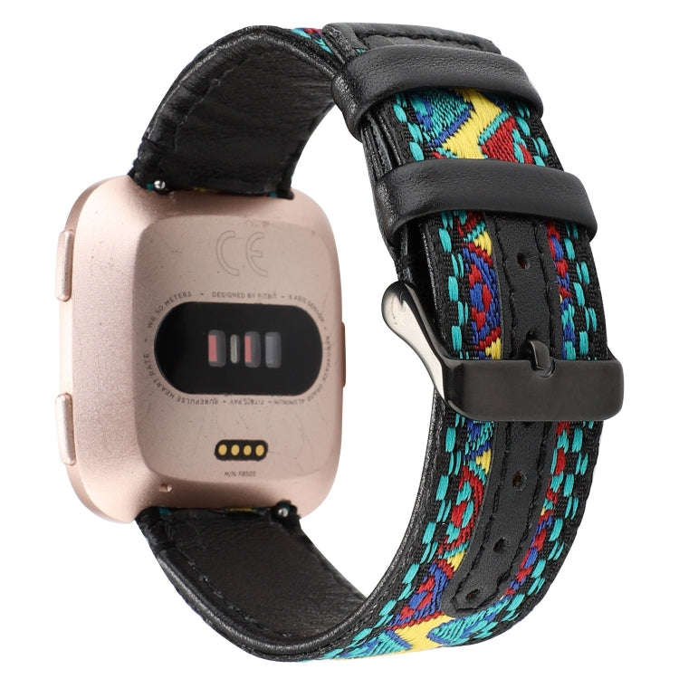 For Fitbit Versa Ethnic Style Genuine Leather  Watch Band(Fresh)
