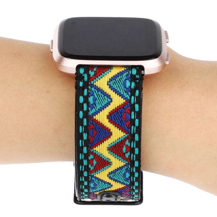 For Fitbit Versa Ethnic Style Genuine Leather  Watch Band(Fresh)