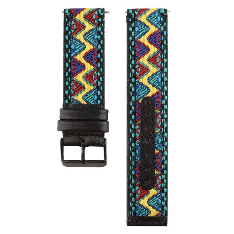For Fitbit Versa Ethnic Style Genuine Leather  Watch Band(Fresh)