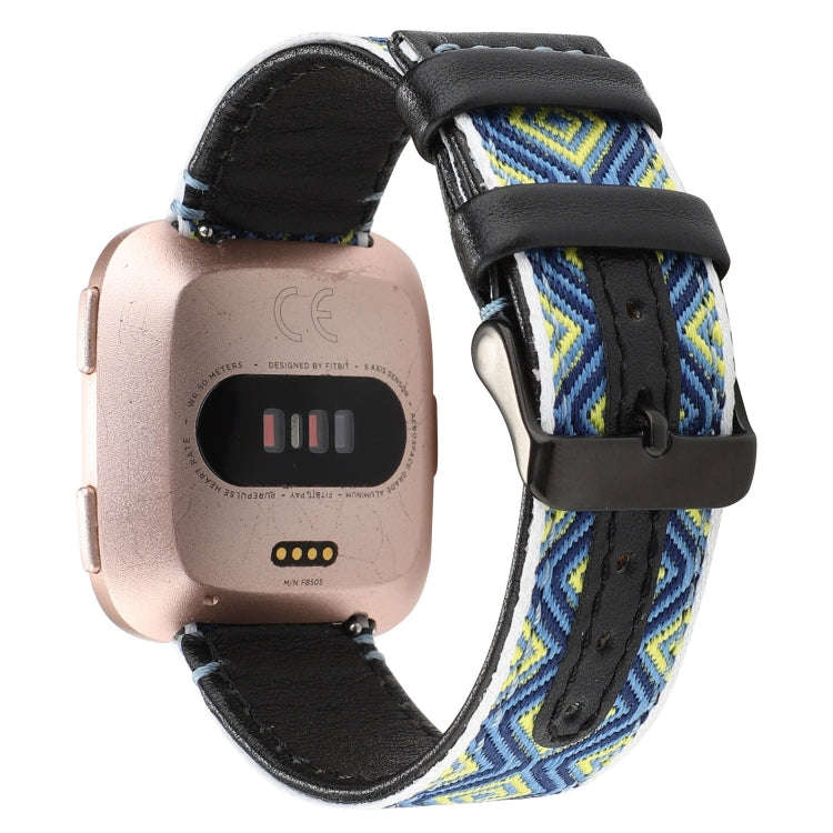 For Fitbit Versa Ethnic Style Genuine Leather  Watch Band(Rural)