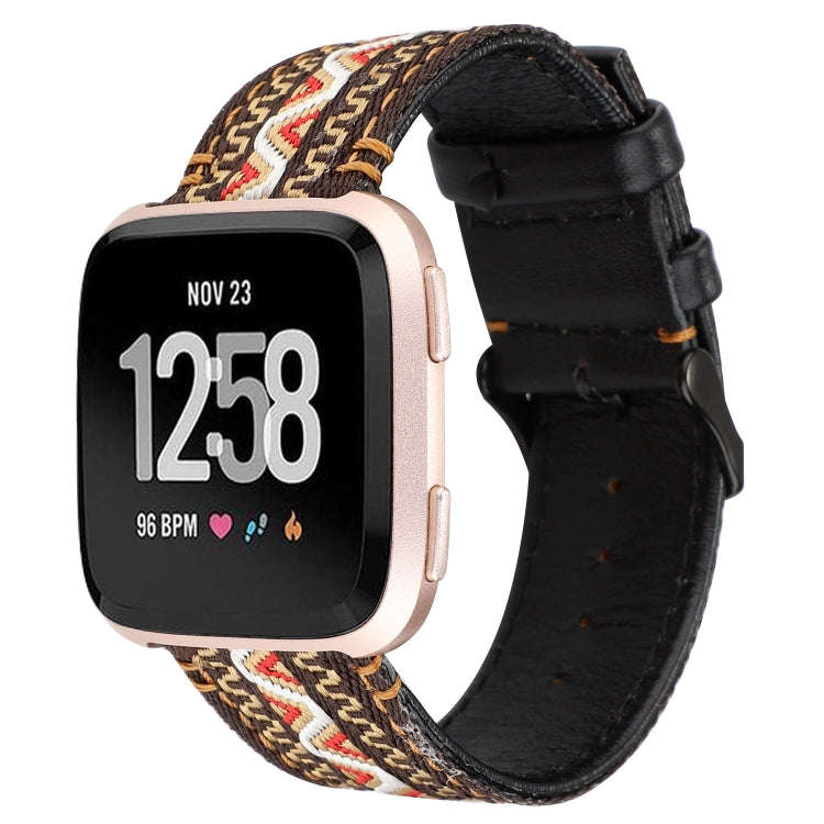 For Fitbit Versa Ethnic Style Genuine Leather  Watch Band(Bohemia)