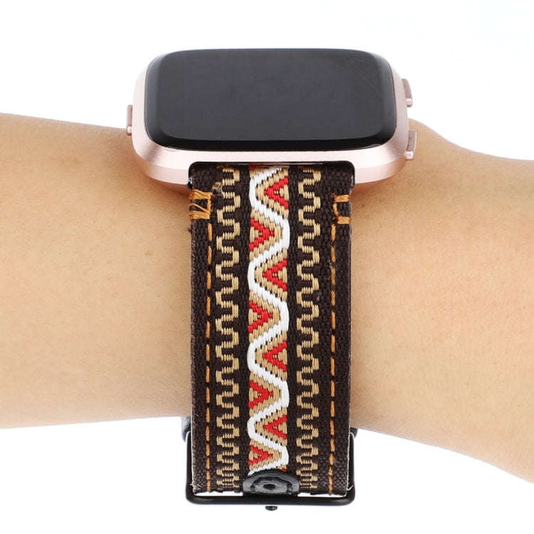 For Fitbit Versa Ethnic Style Genuine Leather  Watch Band(Bohemia)