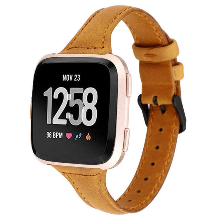 For Fitbit Versa Crazy Horse Texture Genuine Leather  Watch Band(Light Brown)