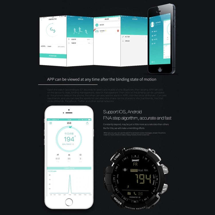 Lokmat MK16 LCD Screen 50m Waterproof Smart Watch, Support Information Reminder / Remote Camera /...