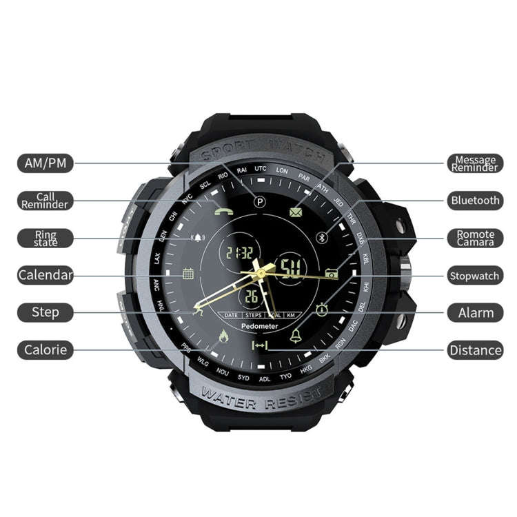 Lokmat MK28 1.4 inch FSTN Screen IP68 Waterproof Smart Watch, Support Information Reminder / Remo...