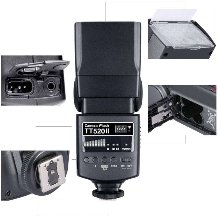 Godox TT520II 433MHZ Wireless 1/300s-1/2000s HSS Flash Speedlite Camera Top Fill Light for Canon ...