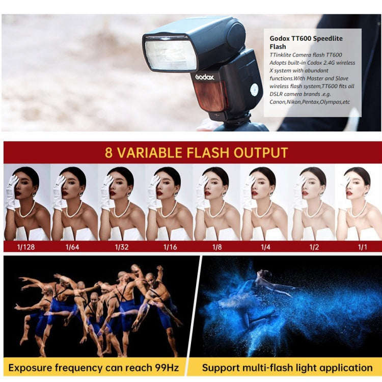 Godox TT600 2.4GHz Wireless 1/8000s HSS Flash Speedlite Camera Top Fill Light for Canon / Nikon D...