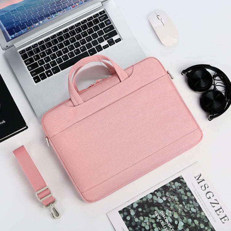 For 13.3-14 inch Laptop Multi-function Laptop Single Shoulder Bag Handbag(Pink)